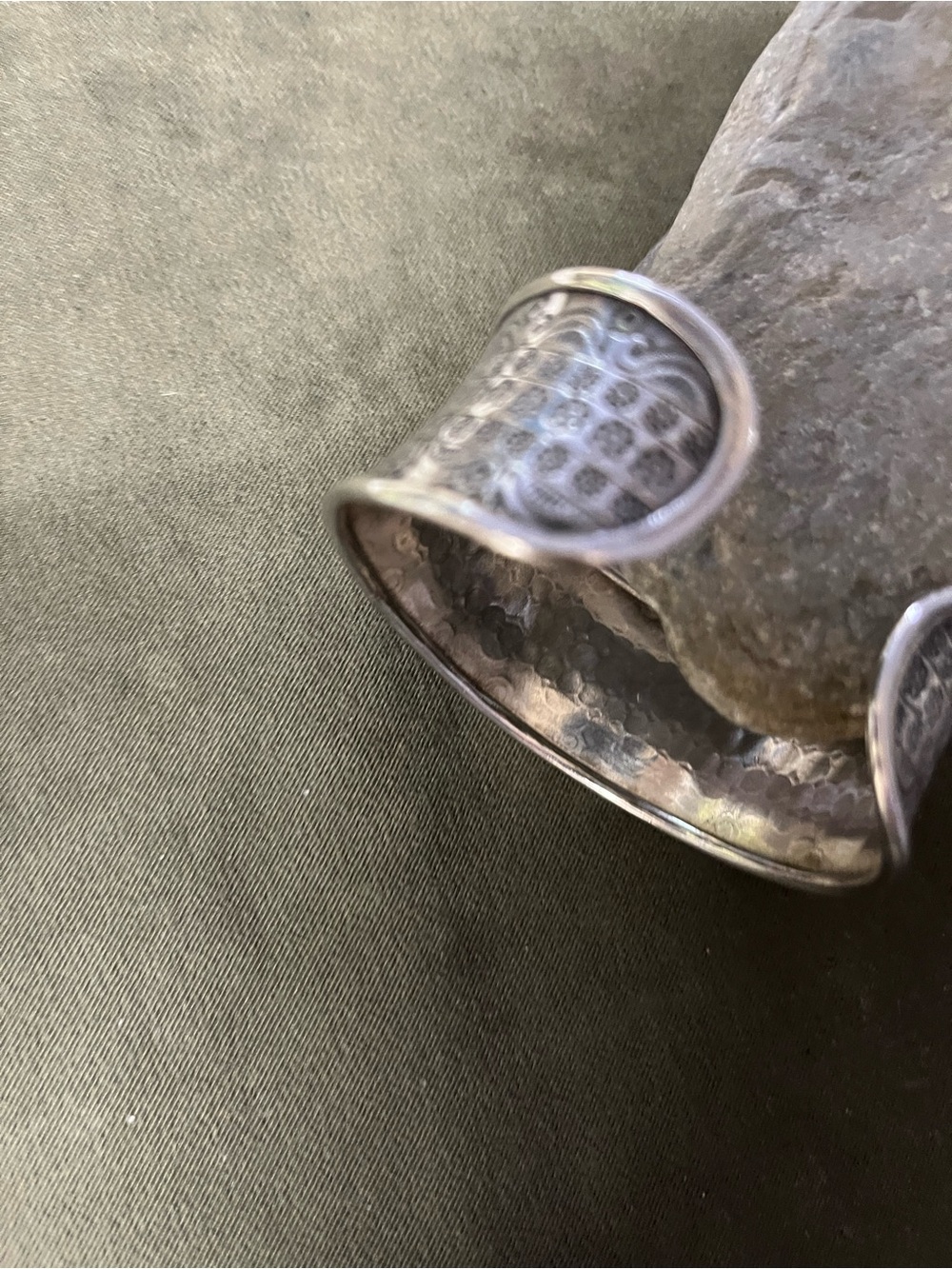 Sundance solid Sterling silver cuff bracelet with hand stamped design. - Picture 10 of 10